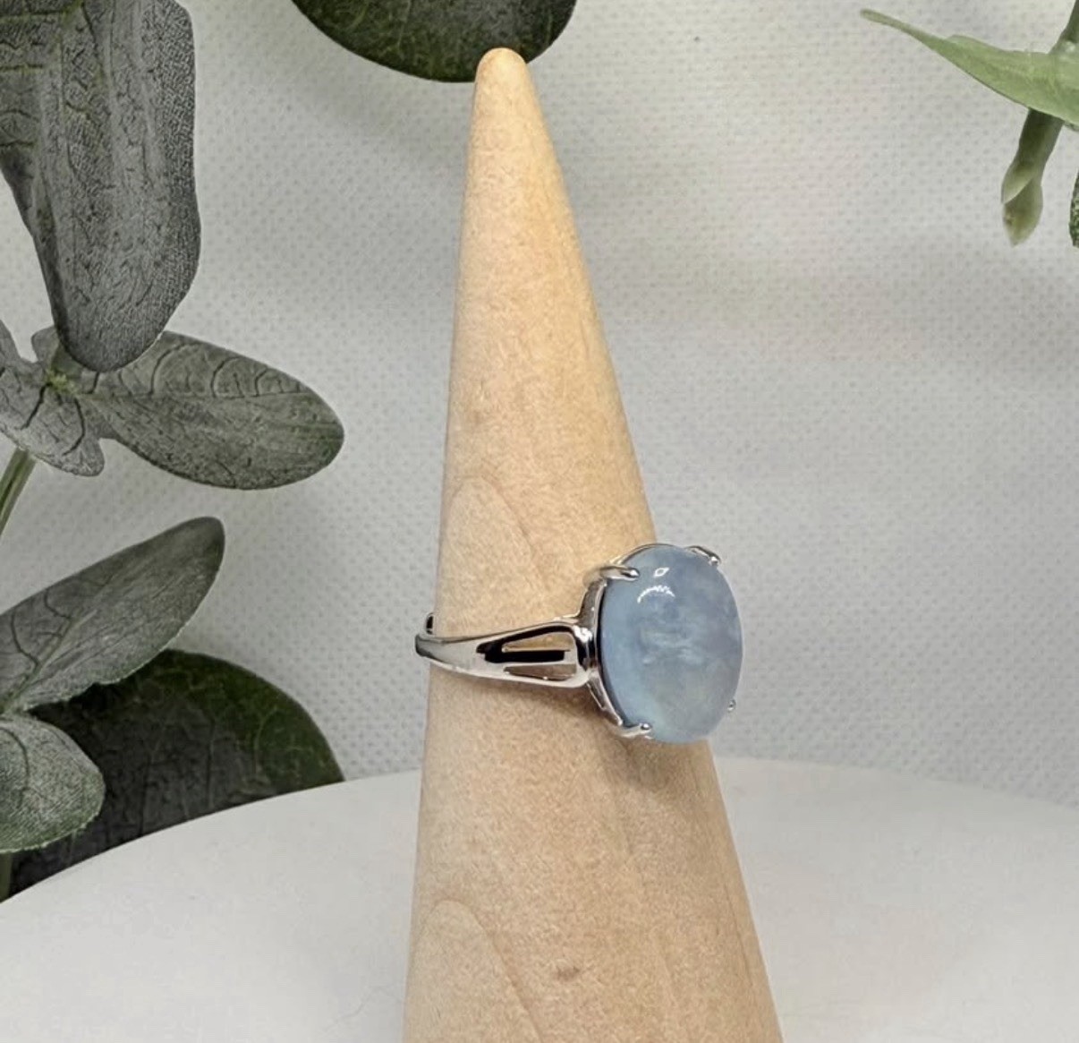 Aquamarine Adjustable Ring 12.5/9.2MM