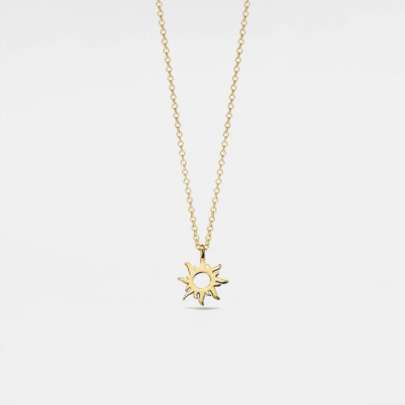Dainty Gold Sun Charm Layering Necklace in 925 Sterling Silver
