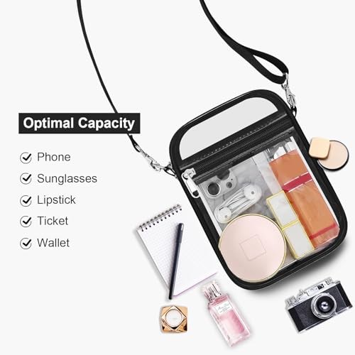 Clear Purse Stadium Transparent Messenger Bag Stadium Approved for Small Black