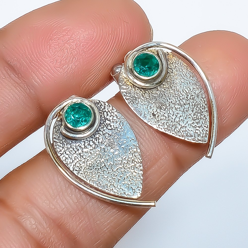 Paraiba Tourmaline Silver Handmade Stud Earring 0.78″ E95-21