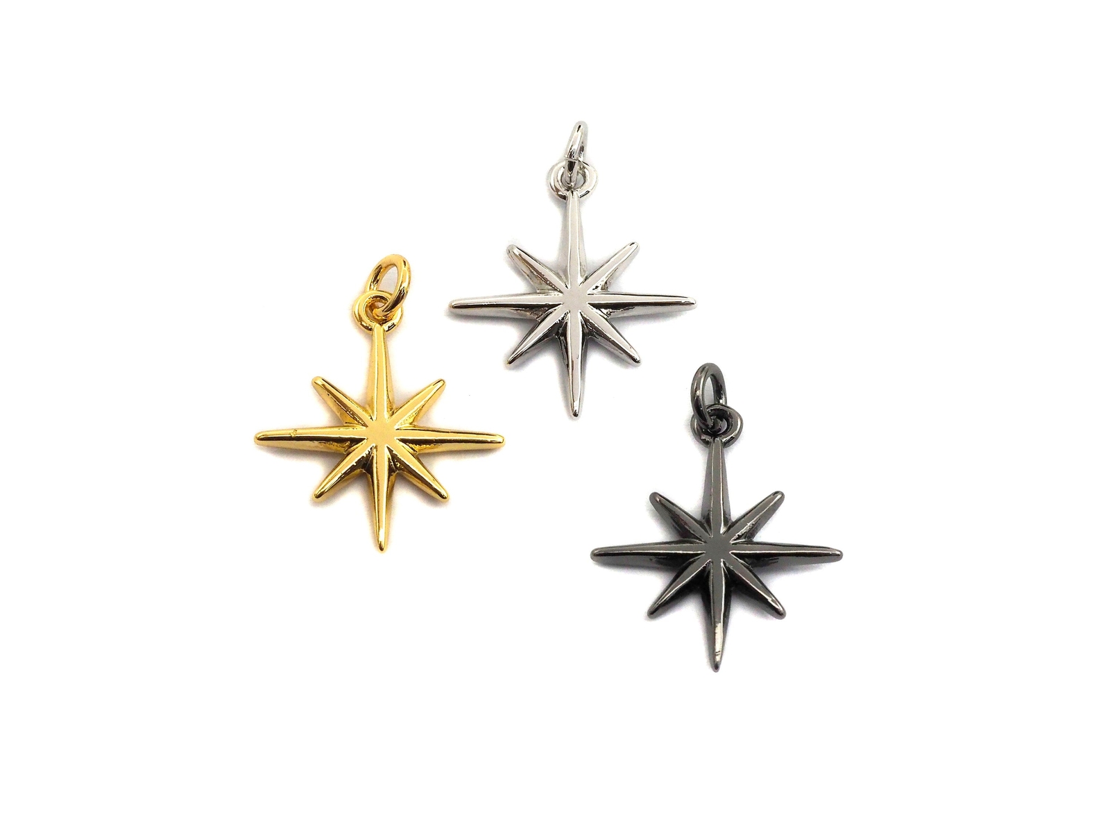 North Star Shaped Pendant/Charm, North Star Cubic Zirconia Pendant