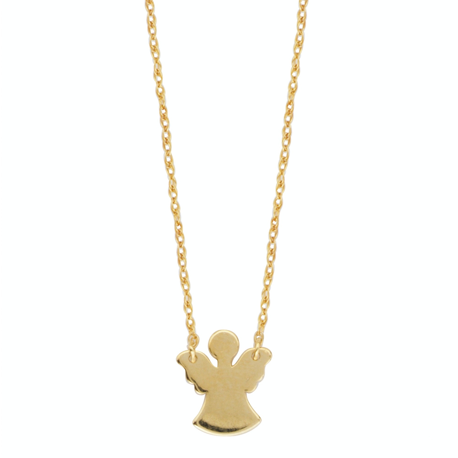 14K Yellow Gold Mini Angel Pendant Necklace, 16″ To 18″ Adjustable