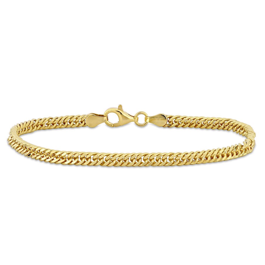 Amour Double Curb Link Chain Bracelet in Yellow Plated Sterling Silver