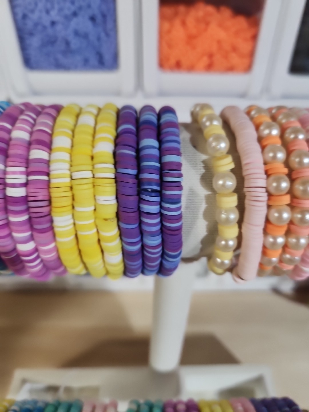 Lot of 5 handmade multicolor Polymer Clay Bead Different Colors