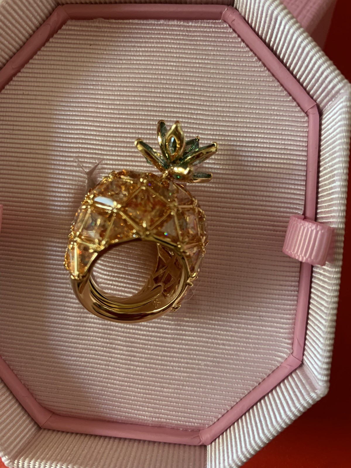 Swarovski Idyllia cocktail ring Pineapple, Multicoloured Gold-tone plated new💕
