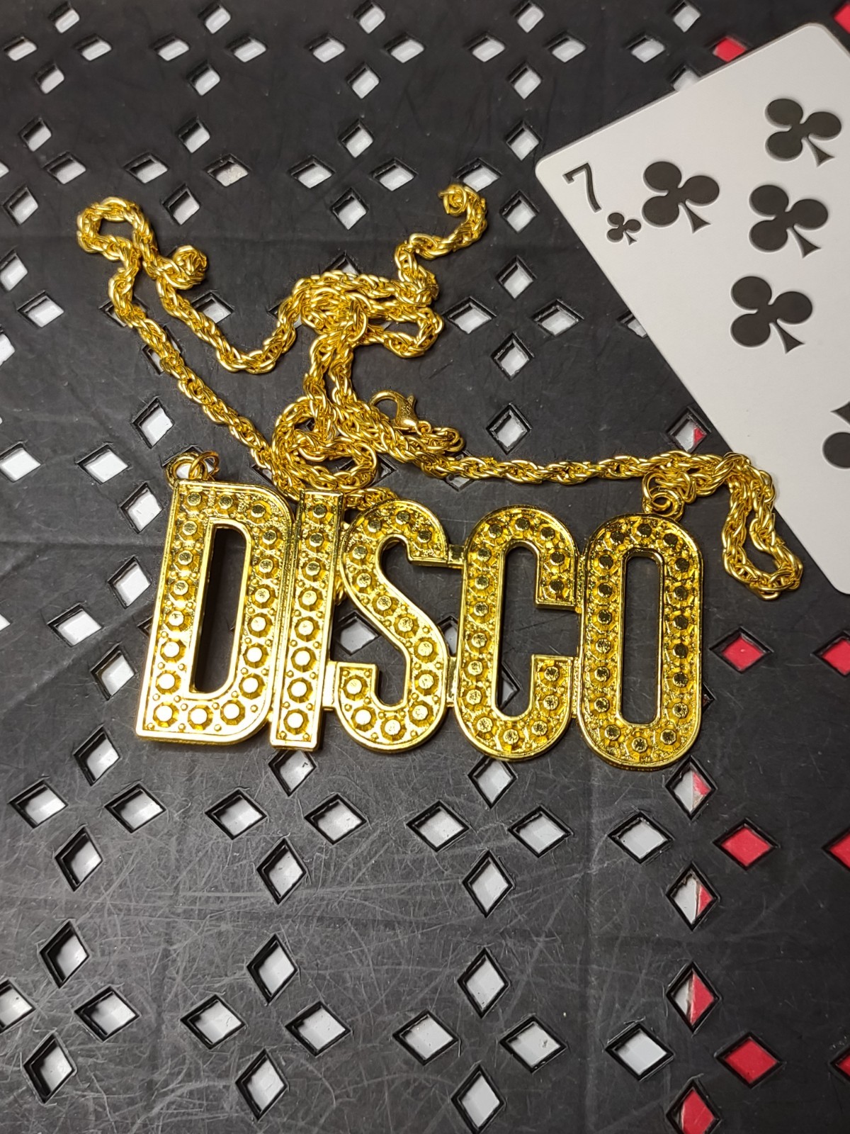 27 Inch Gold Tone Disco Necklace