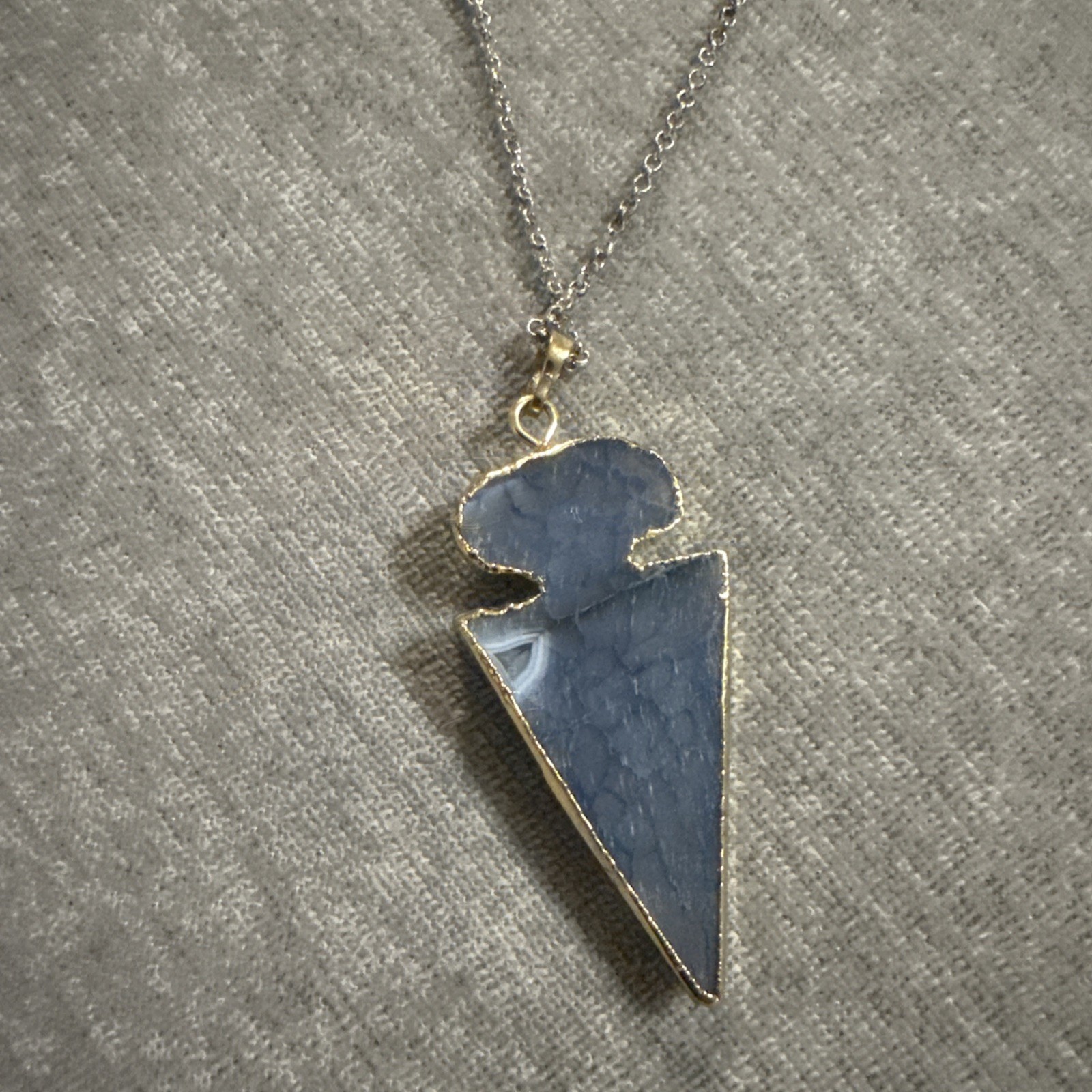 NAKAMOL Long Arrowhead Necklace Green Blue Gold Chain Boho Statement