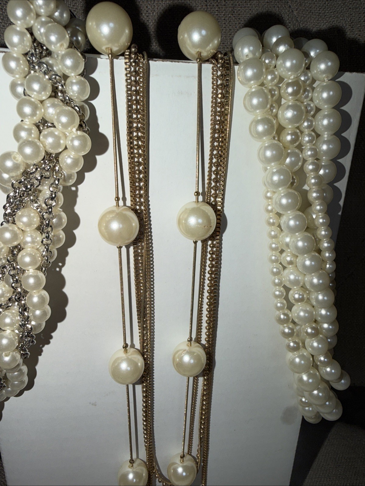 Assorted Faux Pearl Costume Jewelry Lot of 10 Necklaces Vintage & Modern