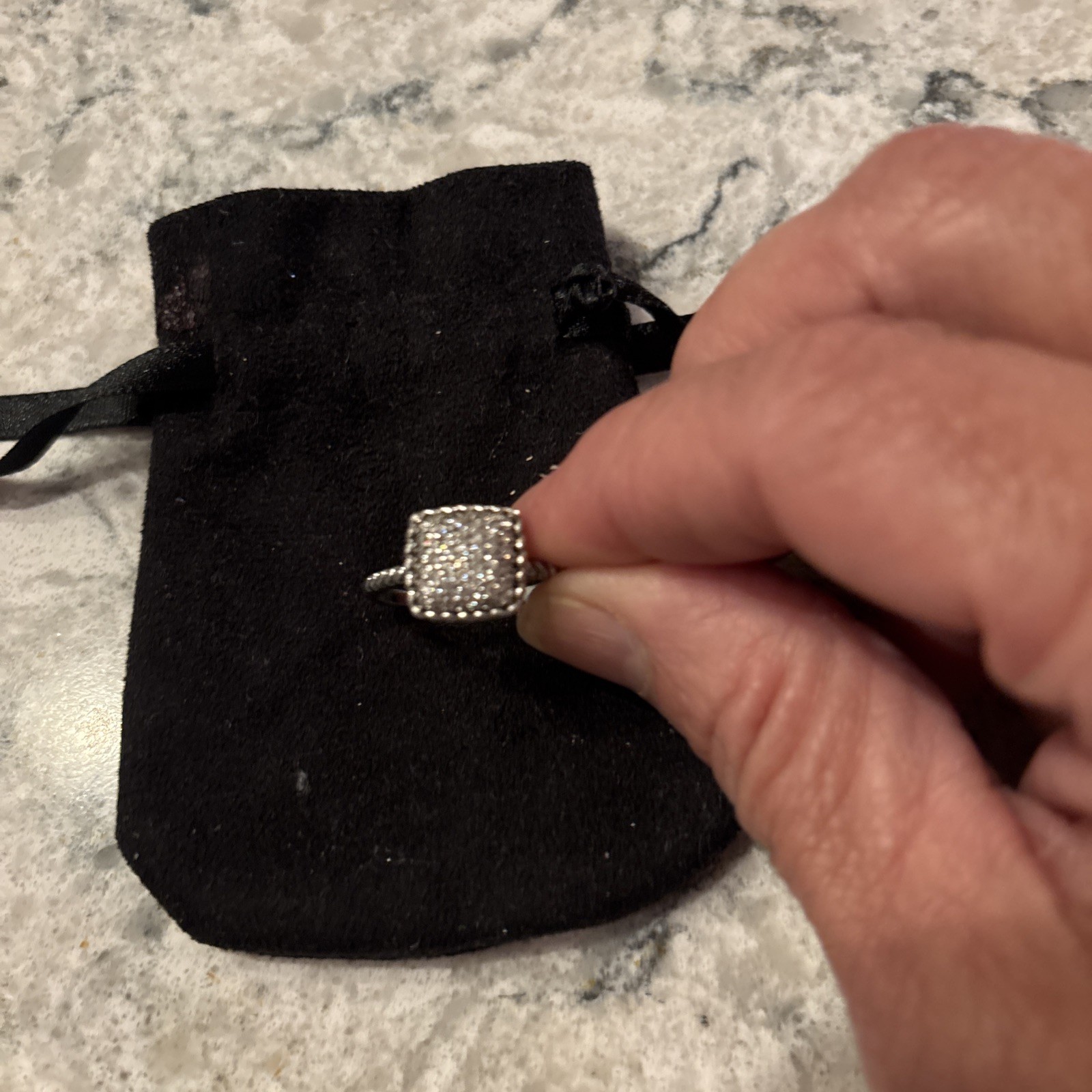 925 Sterling Silver 0.45 Carat CZ Square Twist Rope Ring Size 5-9