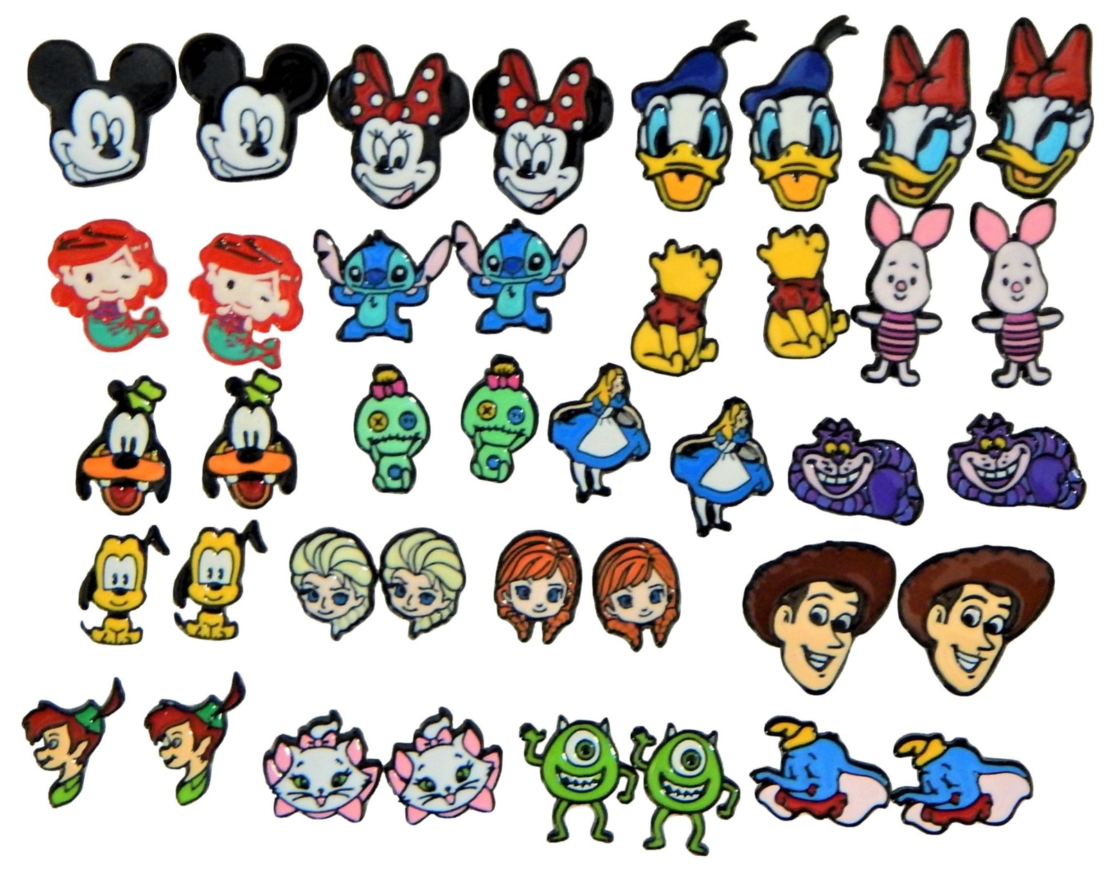 Disney Character Themed Earrings Jewelry Sets – Large Selection – Brand New