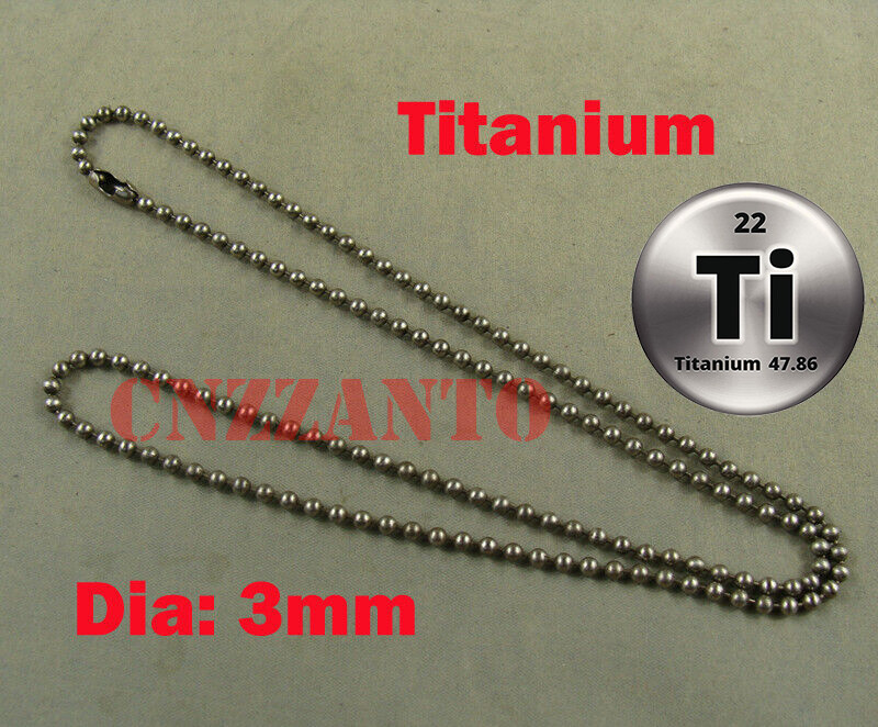 Titanium Military Army ball bead chain necklace / Titanium Dog tag anti-allergy