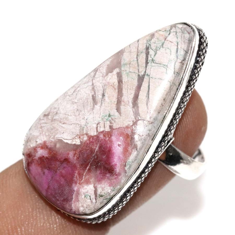 925 Silver Plated Cobalt Calcite Ring US 6 Handmade Gemstone Jewelry Trendy JW