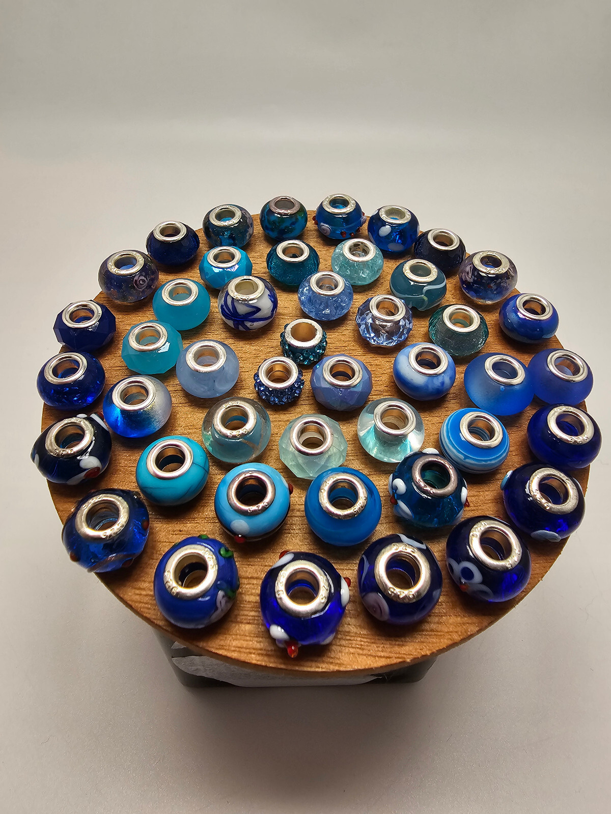 Bracelet Charms Beads Lampwork Handmade Blue Color European Epoxy Resin Jeweller