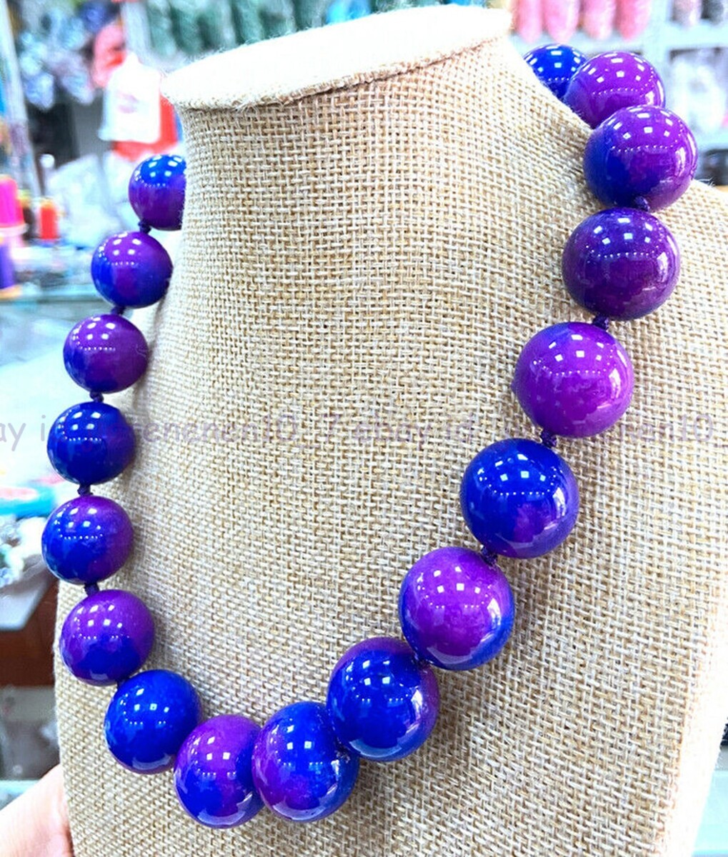 Natural Huge 20mm South Africa Purple Surgilite Round Gems Necklace 18in Z2509