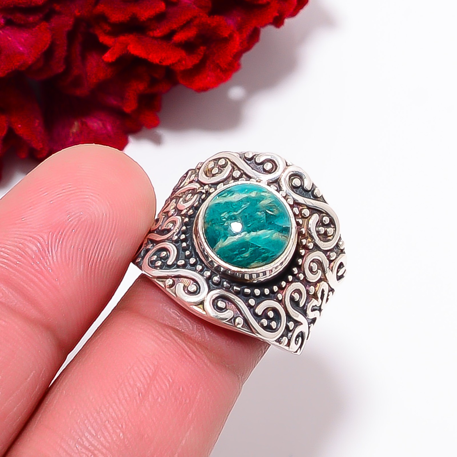 Amazonite – Colorado Mines Designer Handmade 925 Sterling Silver Ring S.8 R98329