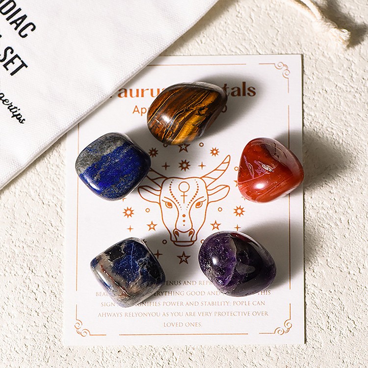 Zodiac Crystal Healing Stone Set with Bracelets for Energy Generator Meditation