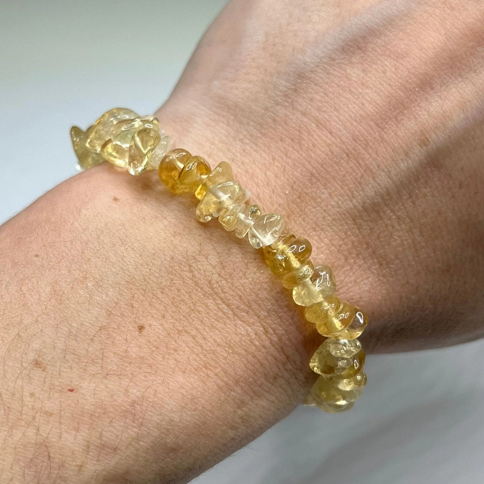 Citrine Crystal Chip Bracelet: Handmade Gemstone Stretch Bracelet