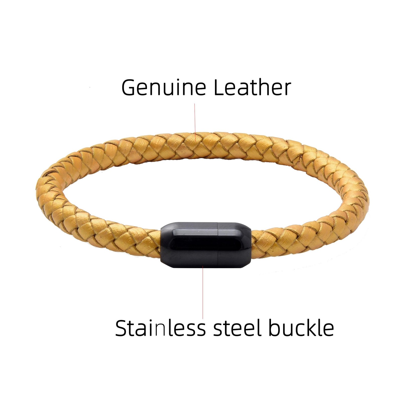 Simple Classic Leather Rope Chain Charm Bracelet Stainless Steel Unisex Jewelry