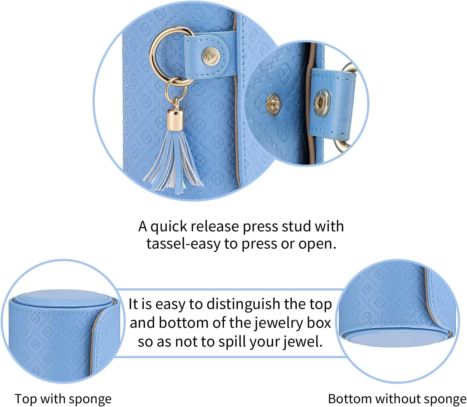 Travel Jewelry Organizer for Women – 3-Layer Storage Box in Blue