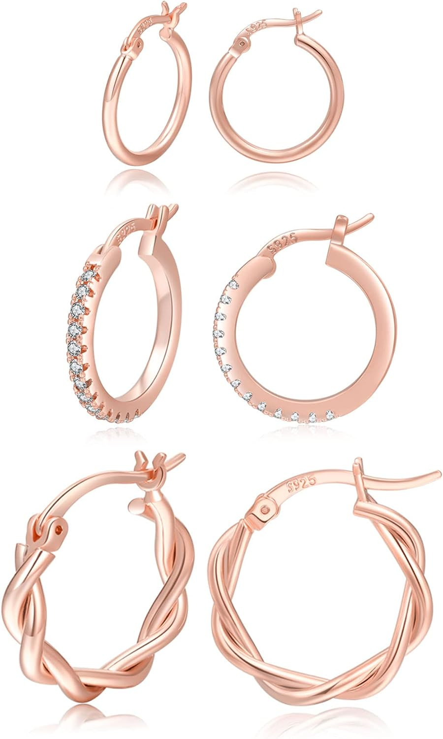 Gold Hoop Earrings for Women Sterling Silver Post Small Gold Hoop Earrings 14K R