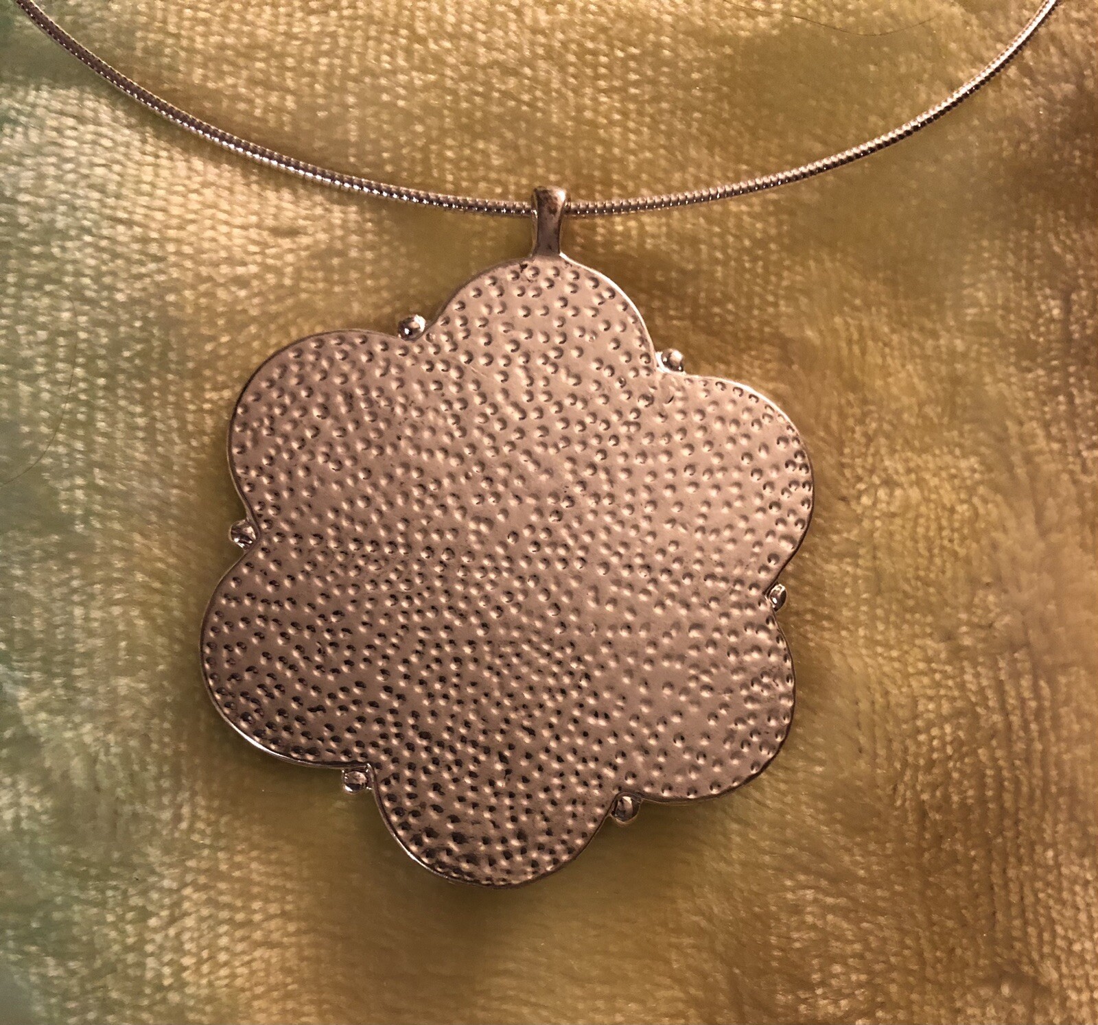 Silver Dome blue enamel Wire CHOKER Necklace – Statement Pendant