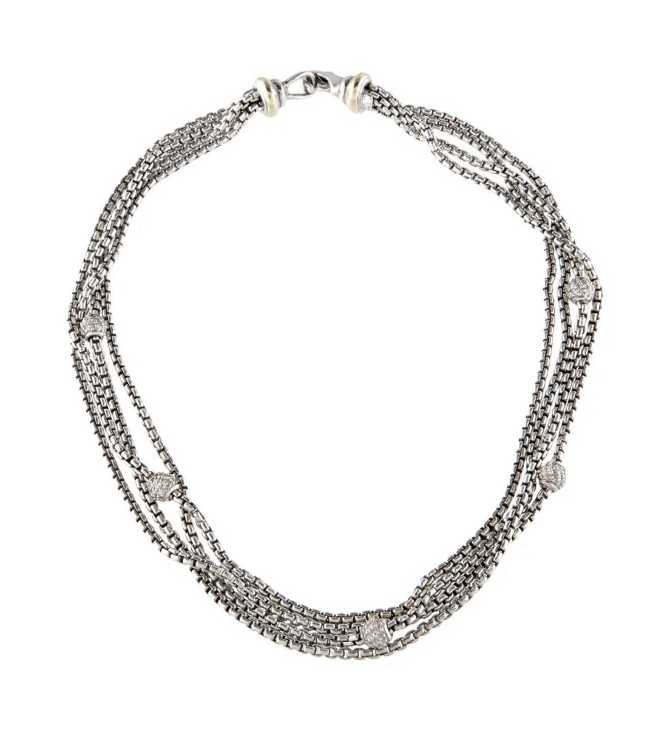 David Yurman 1.08ctw Diamond Station Multi-Strand Necklace