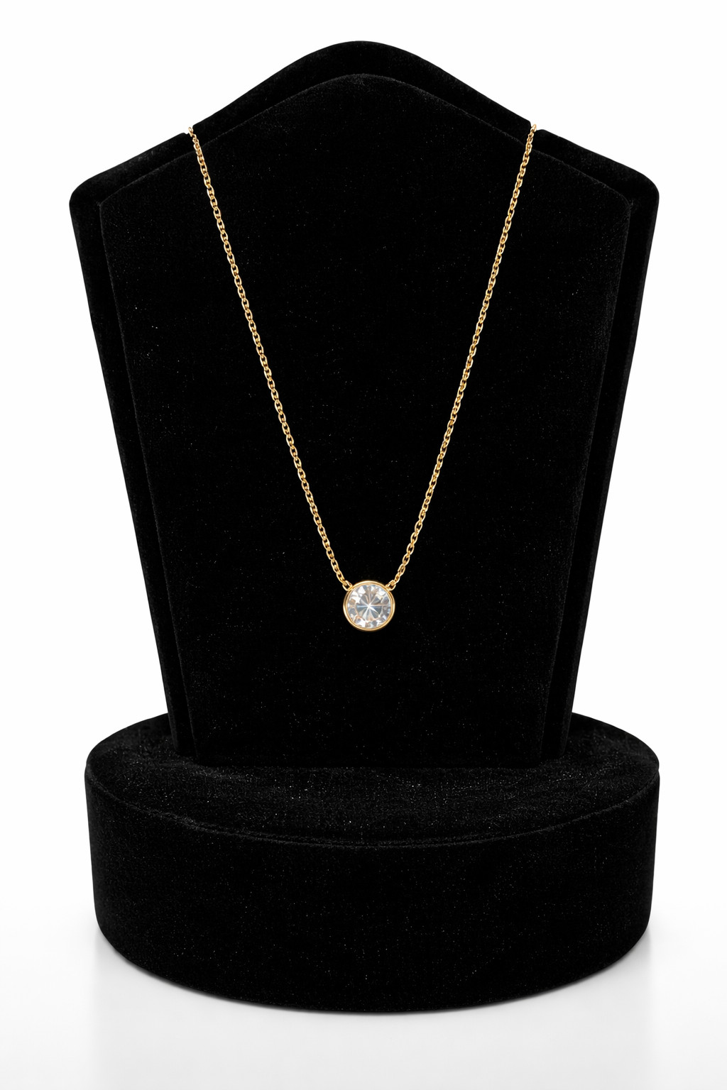1ct Round Solitaire Pendant Necklace Bezel Set Chain 14K White or Yellow Gold