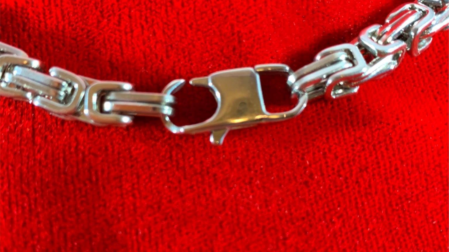 18″ STAINLESS STEEL SILVER 6MM BYZANTINE TURKISH BOX CHAIN W/ SPECIAL CLASP