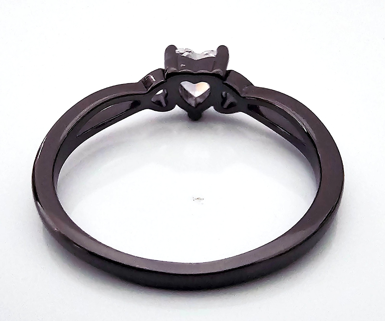Diamond Heart Ring Size7 Black Gothic Celtic Knot Dainty Infinity Bohemian