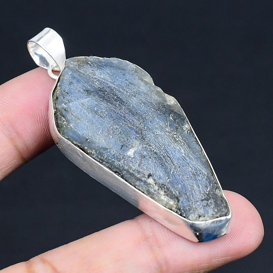 Labradorite Rough 925 Silver Plated Handmade Pendant of 2.64″