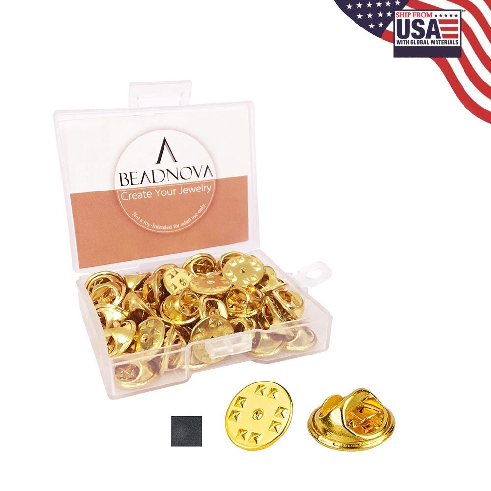 BEADNOVA Metal Pin Backs Gold Pin Backs for Lapel Pins Enamel Pins