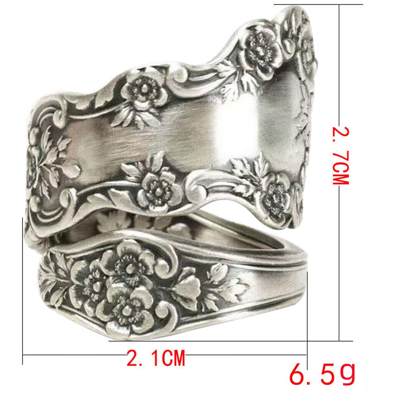 925 Sterling Silver Oxidized Spoon Ring Adjustable Jewelry Gifts