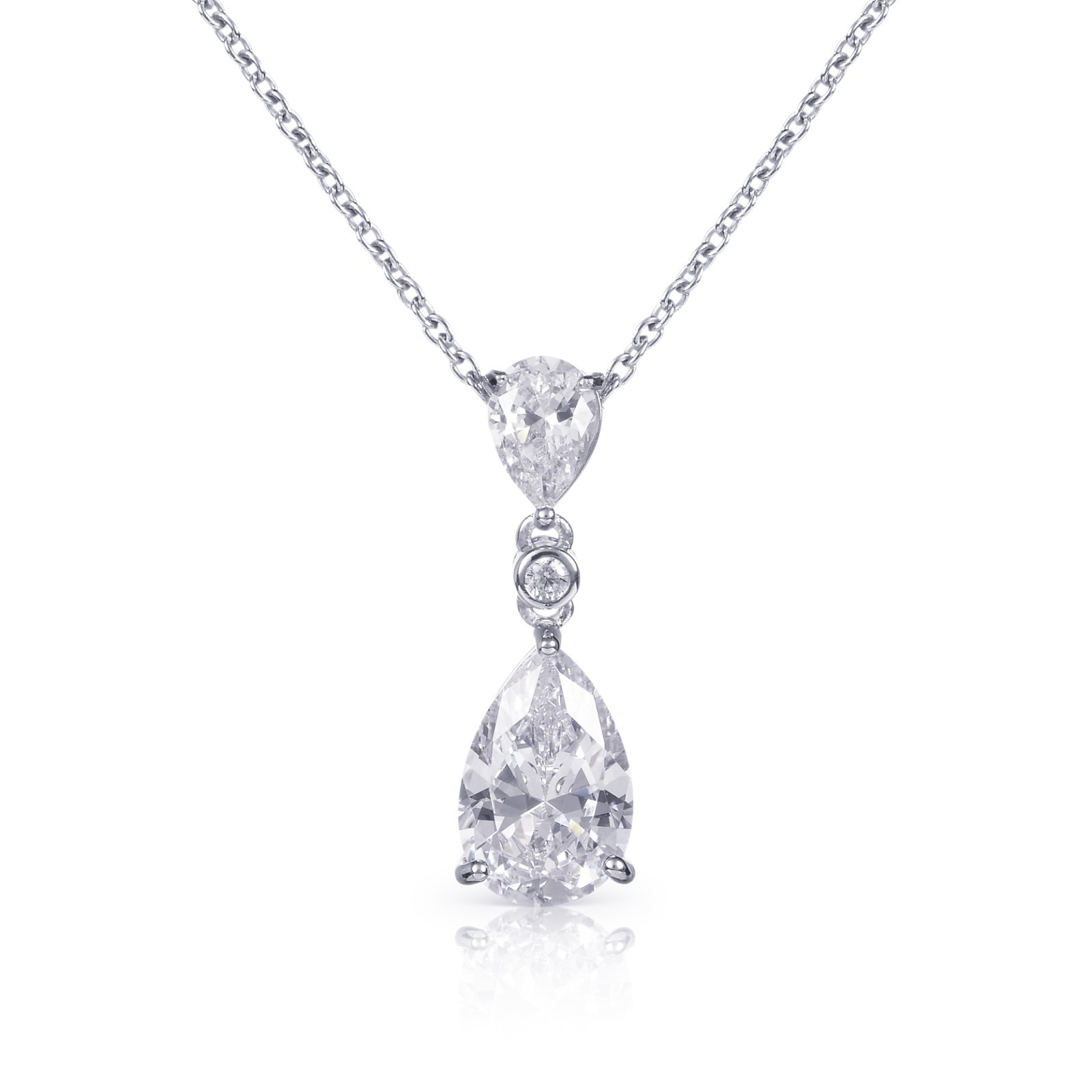 925 Sterling Silver Pear Drop Pendant Necklace