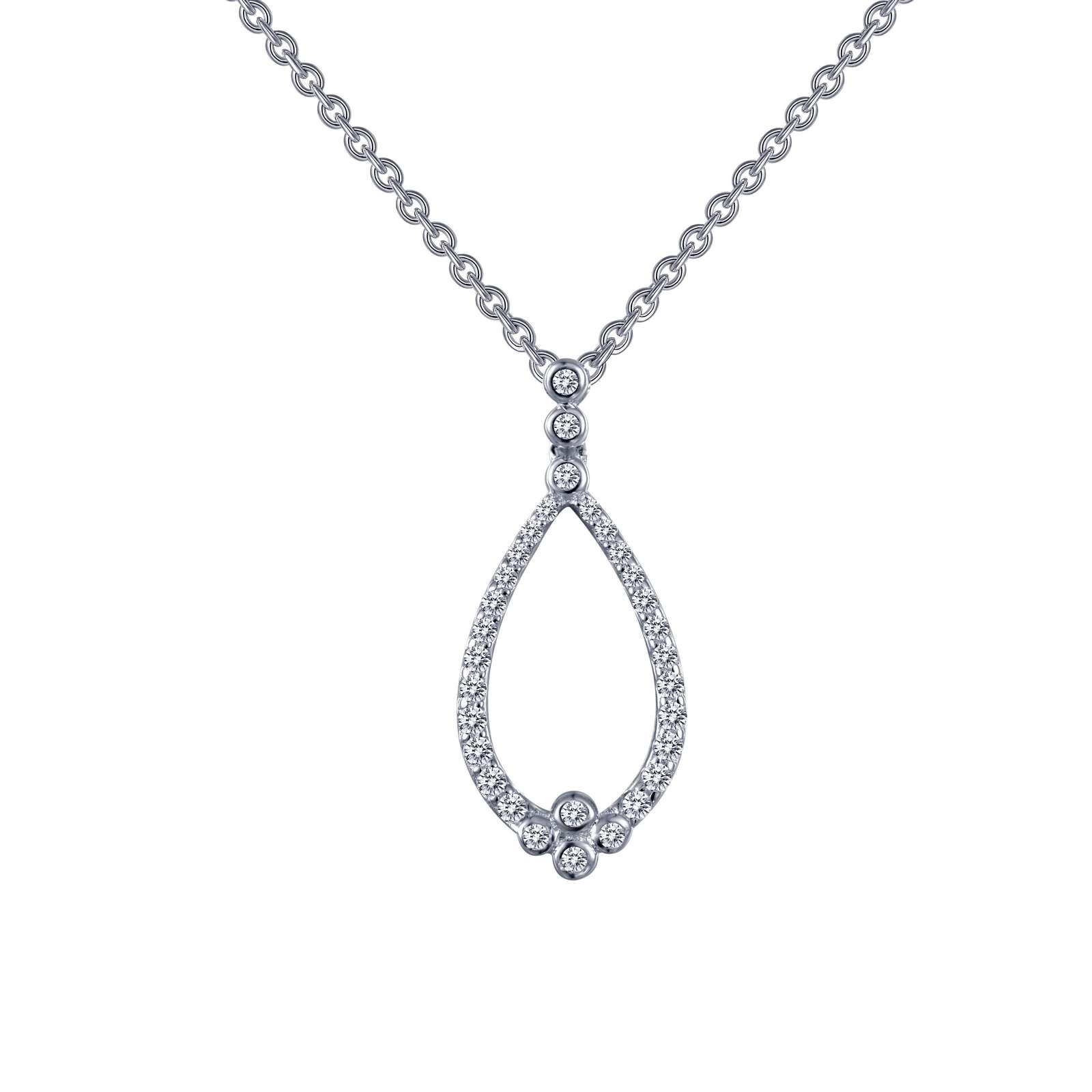 *BRAND NEW* Sterling Silver Platinum-Bonded with 0.21TW Open Teardrop Necklace