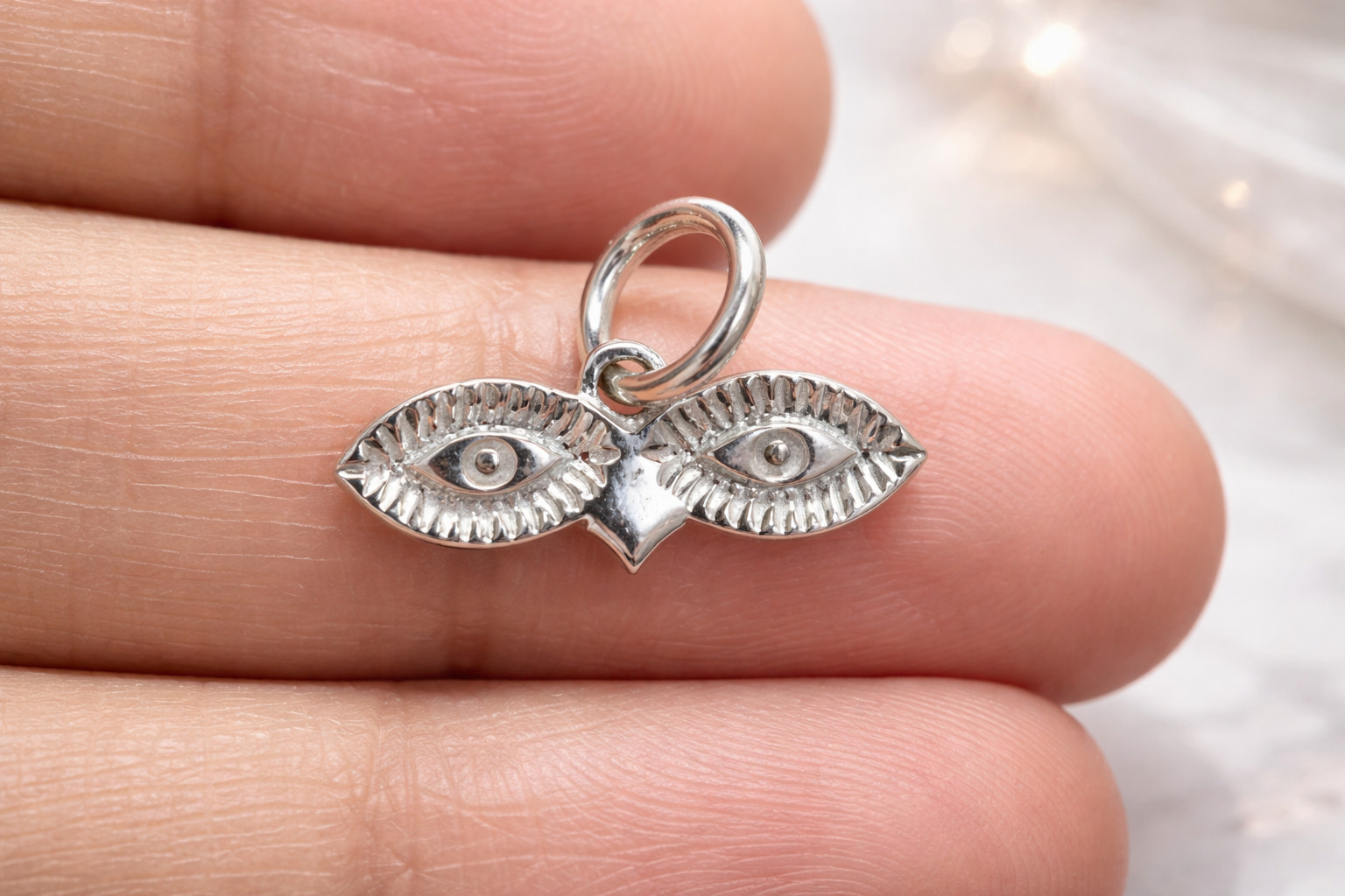 Evil Eye Double 925 Sterling Silver Protection Charm Necklace