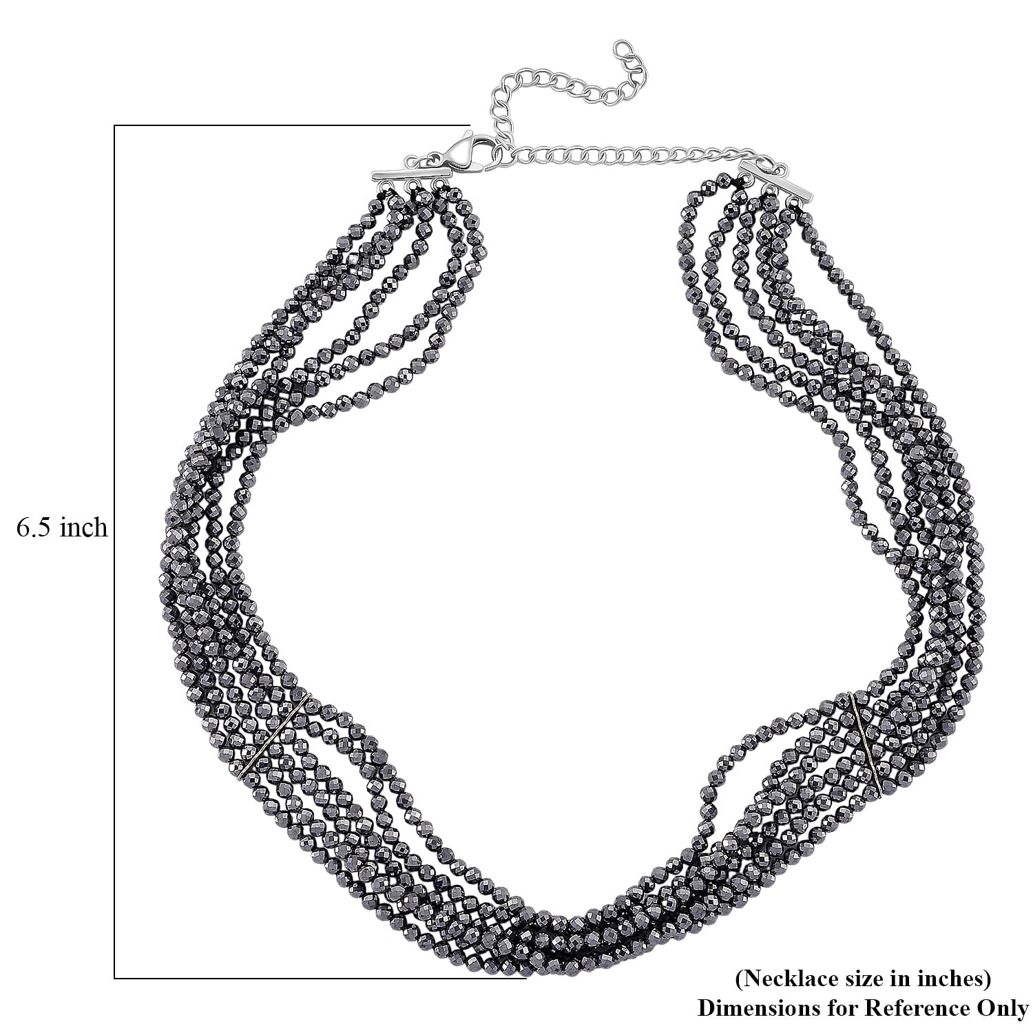 Terahertz 150.00 ctw Multi Row Necklace in Silvertone Stainless Steel 16-20 In