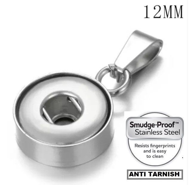 Mini Snap Jewelry Pendant Plain Stainless Fits 12mm Petite Ginger Charms .875″