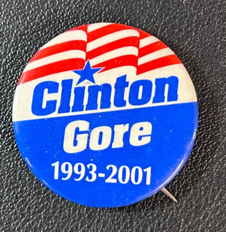 2000s VTG Bill Clinton & Al Gore Promo Pin 1 1/2″ Presidential Race 1993-2001!