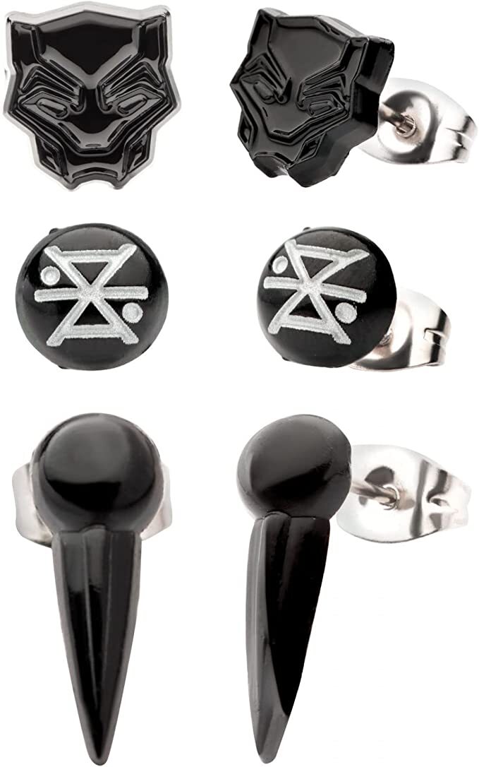Official WAKANDA FOREVER Marvel Studios Black Panther Symbols 3-Pair Earring Set