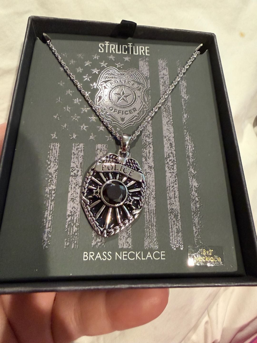 Structure Police Officer Shield Pendant Brass Necklace BNWT unisex
