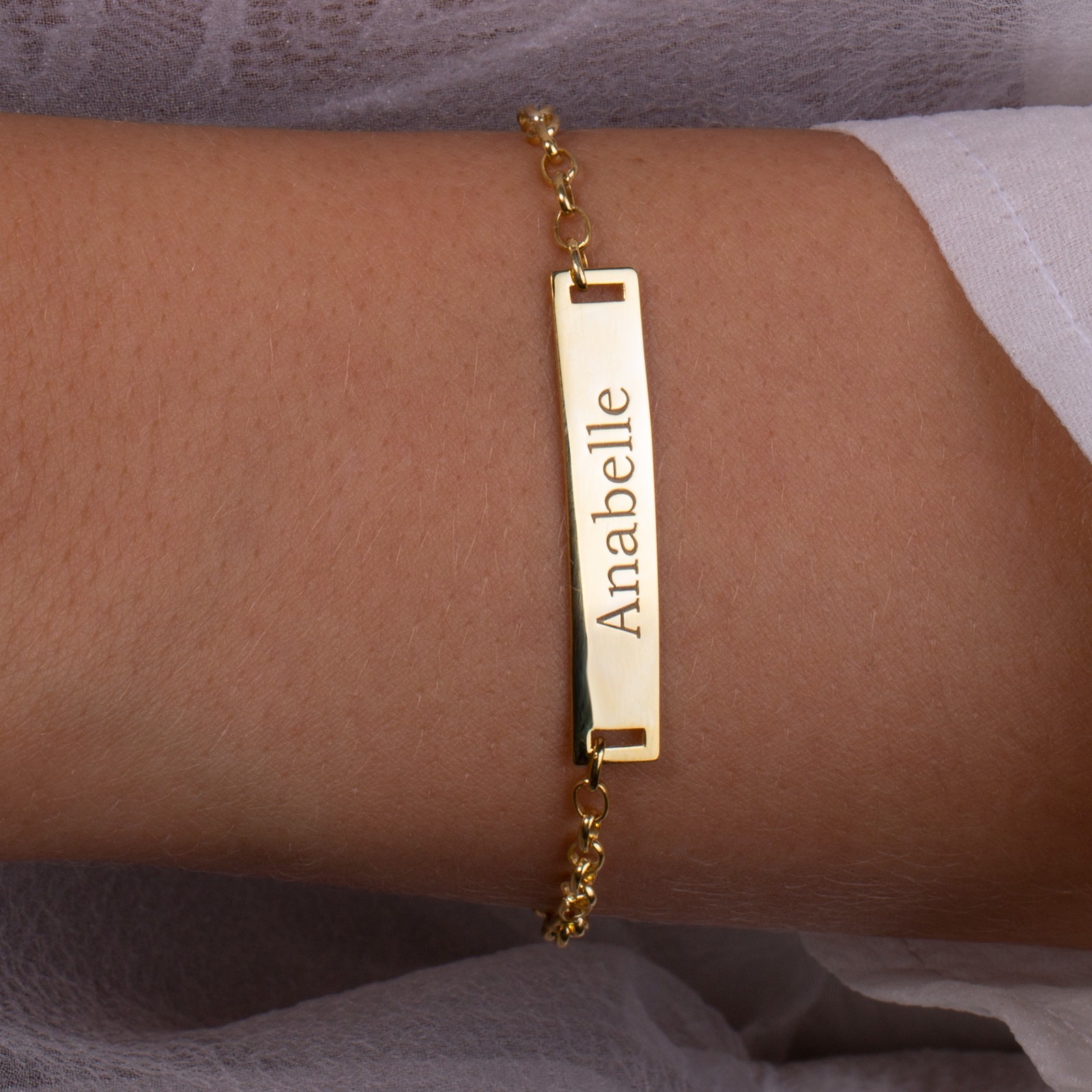 Custom Engraved Name Bar Bracelet .925 Sterling Silver Gold/Rose Gold/Silver