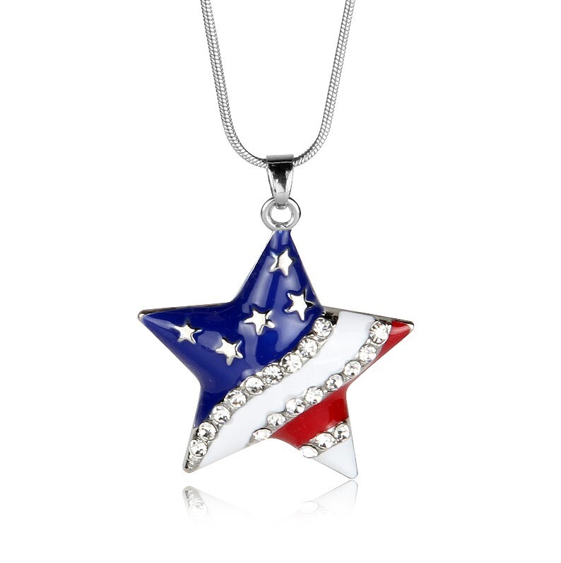 United States of American Flag Star Necklace, 4th of July, American, USA