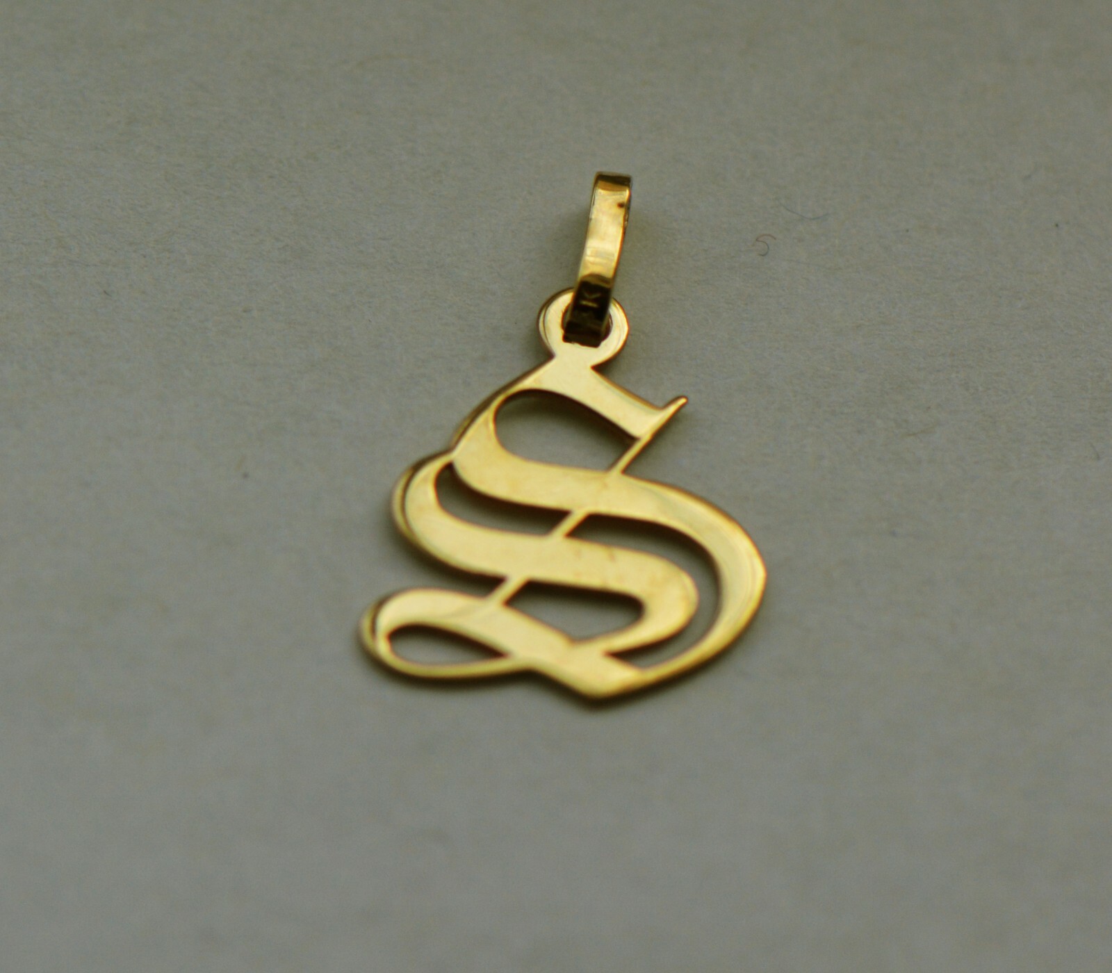 14K Solid Gold Old English Initial letter Pendants A-Z