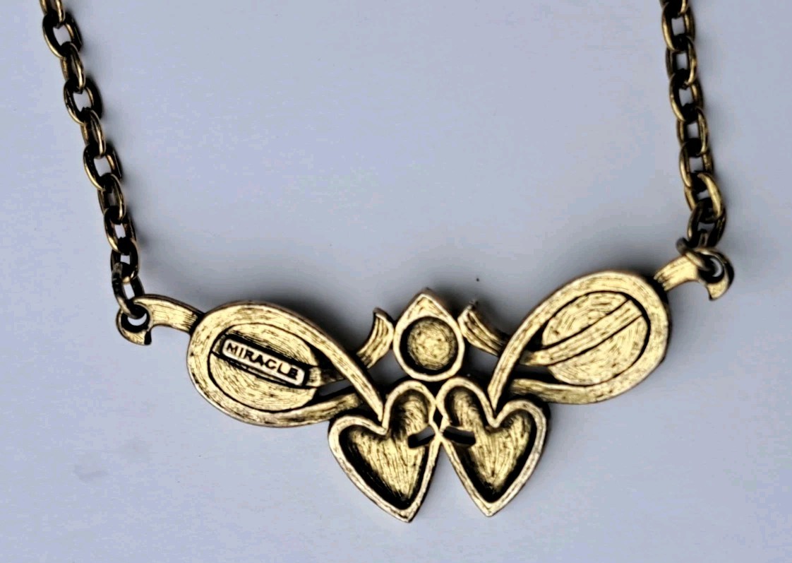 Vintage Art noveau Necklace Mackintosh design MIRACLE pewter,58cm H95