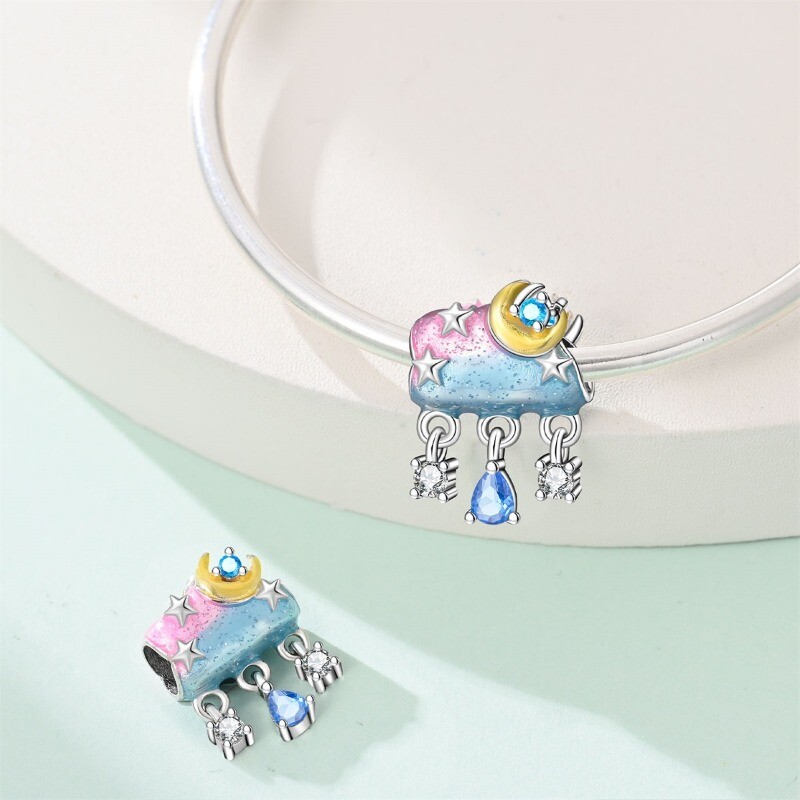 KUNSIR 925 Sterling Silver AAA CZ Cloud Charm For Bracelet or Necklace Pendant