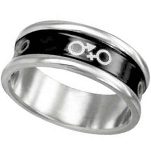 Pride Shack – Bisexual Pride Male & Female Black Enamel Round Edge Bi Pride Ring