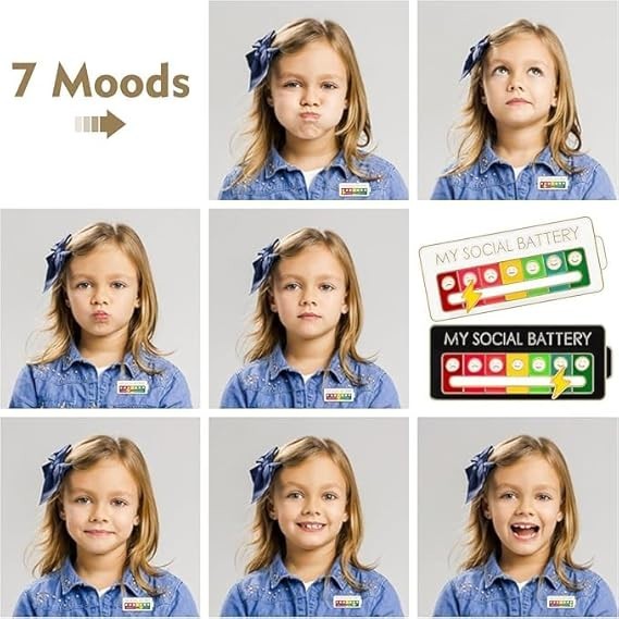 Slidable Social Battery Mood Attitude Tracker Brooch Pin Funny Enamel Badge Gift