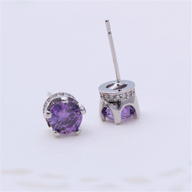 Women 925 STERLING SILVER STUD Queen CZ Crown Earrings 7mm Gift