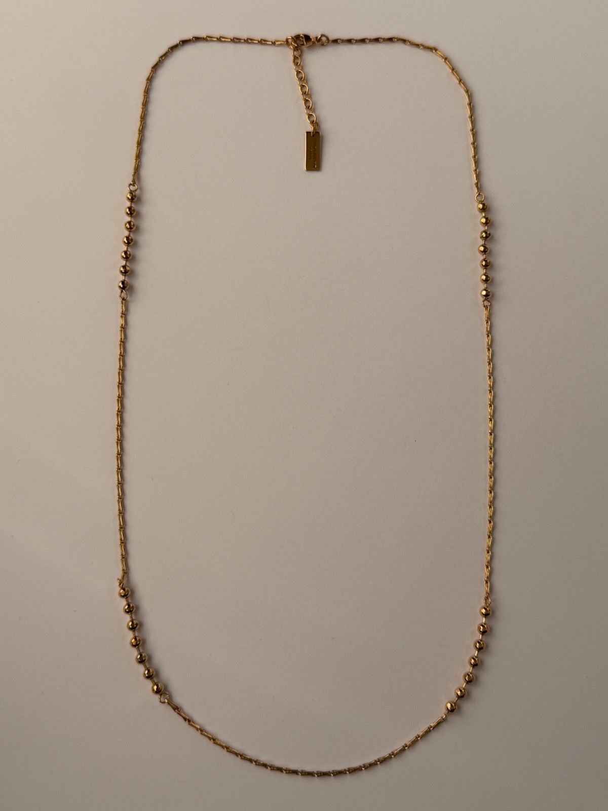 NWT Saint Laurent YSL Ball & Wheat Chain Station Gold Tone Brass Necklace $695