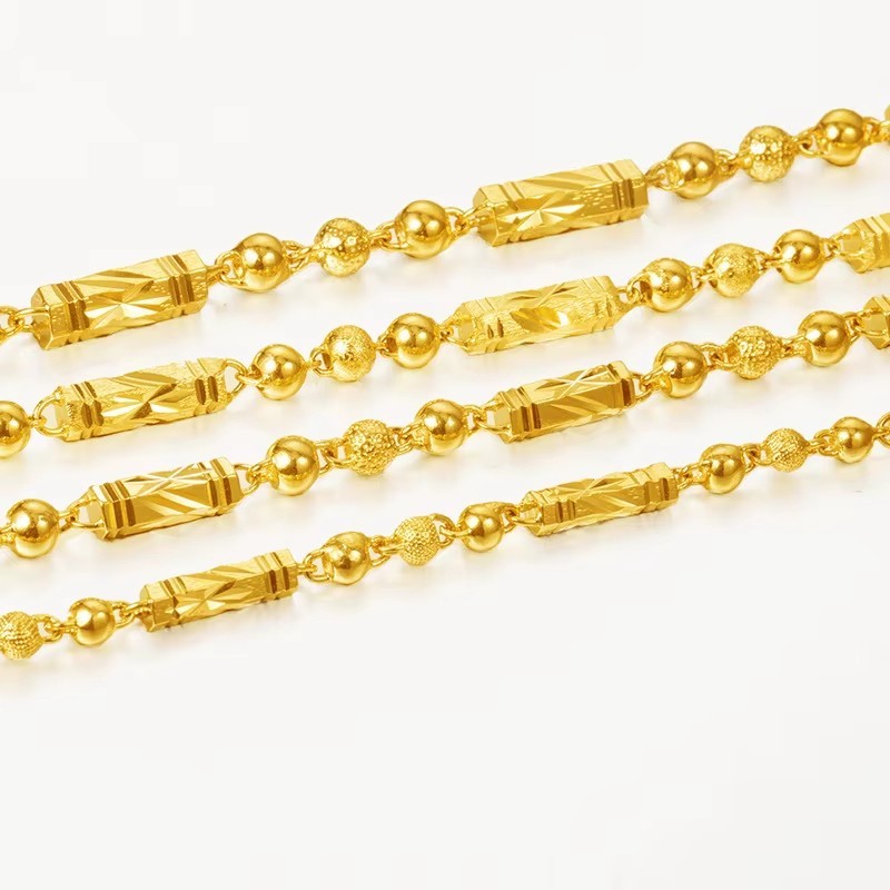 Mens Buddha Pendant Necklace 18K Gold Plated Bamboo Chain Luxury Hip Hop Gift